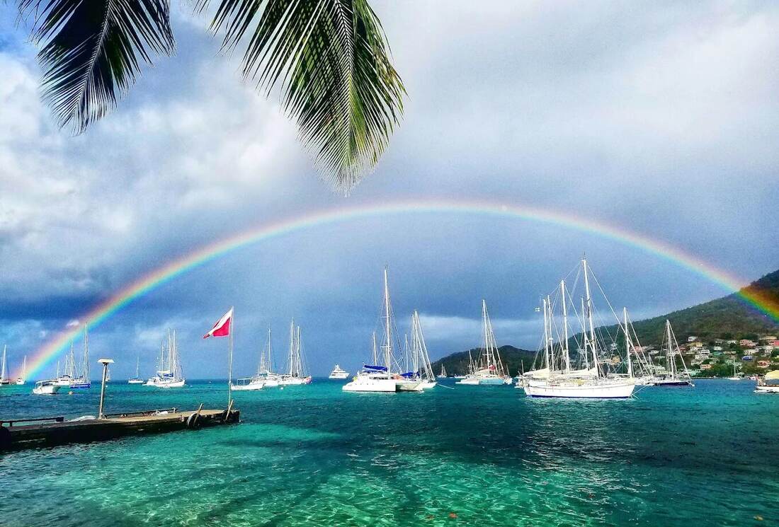 A rainbow over the anchorage at Admiralty Bay, Bequia, St. Vincent and the Grenadines